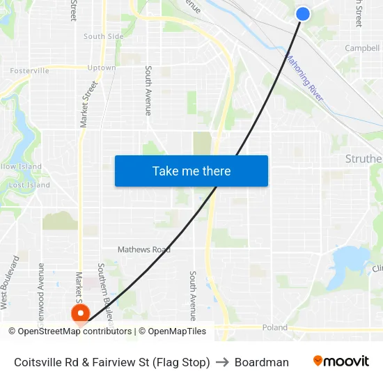 Coitsville Rd & Fairview St (Flag Stop) to Boardman map