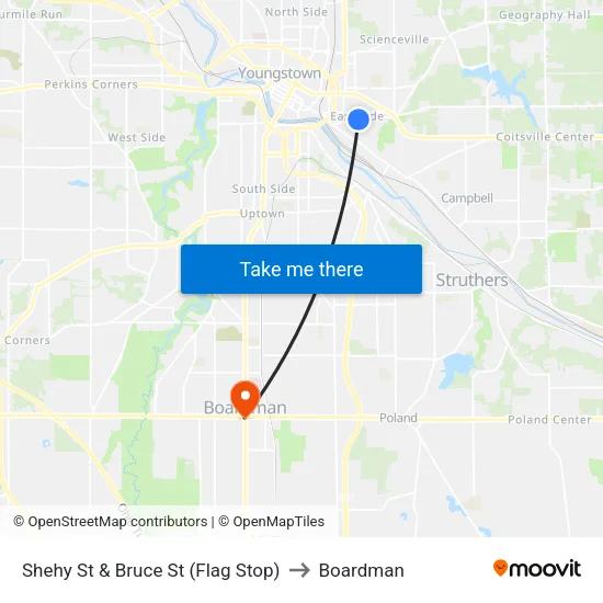 Shehy St & Bruce St (Flag Stop) to Boardman map