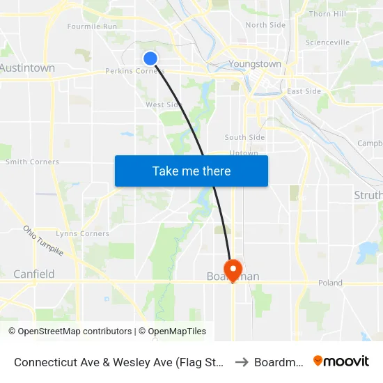 Connecticut Ave & Wesley Ave (Flag Stop) to Boardman map