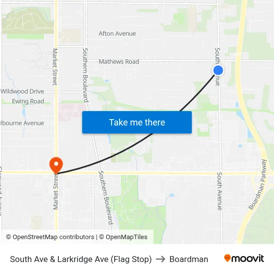 South Ave & Larkridge Ave (Flag Stop) to Boardman map