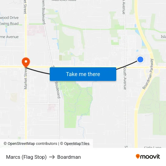 Marcs (Flag Stop) to Boardman map