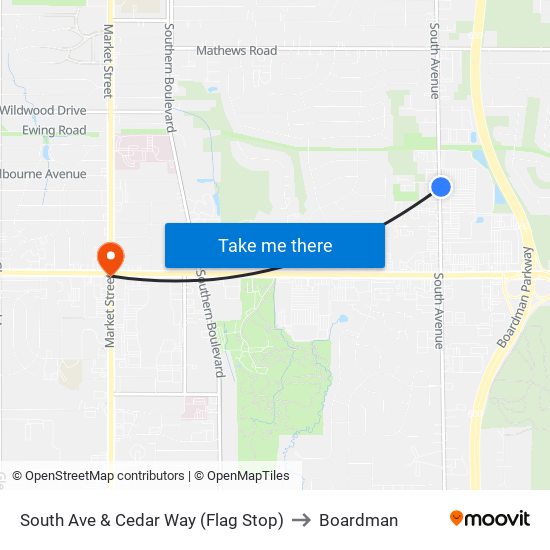 South Ave & Cedar Way (Flag Stop) to Boardman map