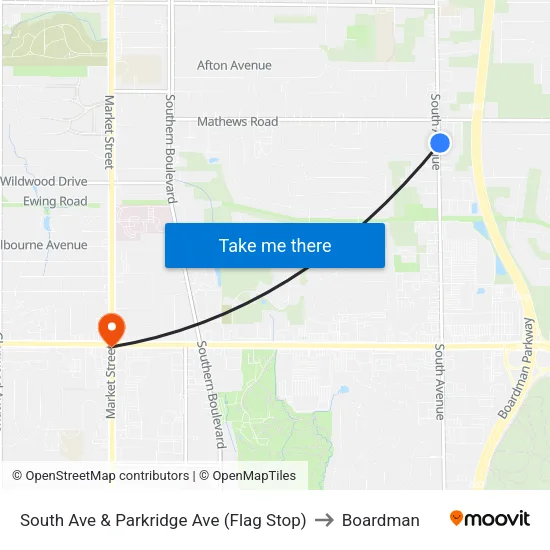 South Ave & Parkridge Ave (Flag Stop) to Boardman map