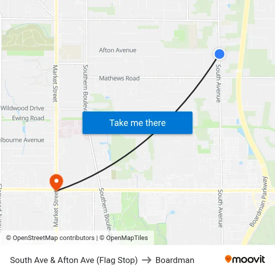 South Ave & Afton Ave (Flag Stop) to Boardman map