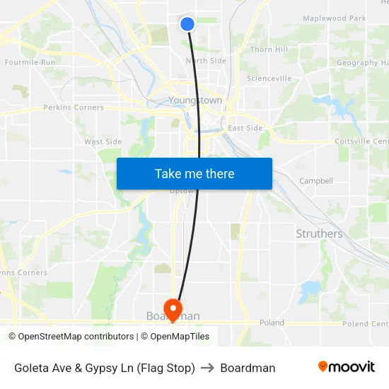 Goleta Ave & Gypsy Ln (Flag Stop) to Boardman map