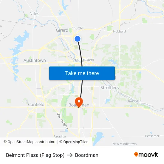 Belmont Plaza (Flag Stop) to Boardman map