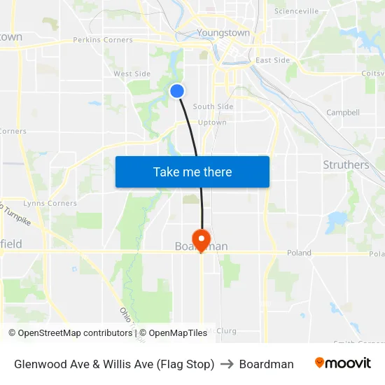 Glenwood Ave & Willis Ave (Flag Stop) to Boardman map