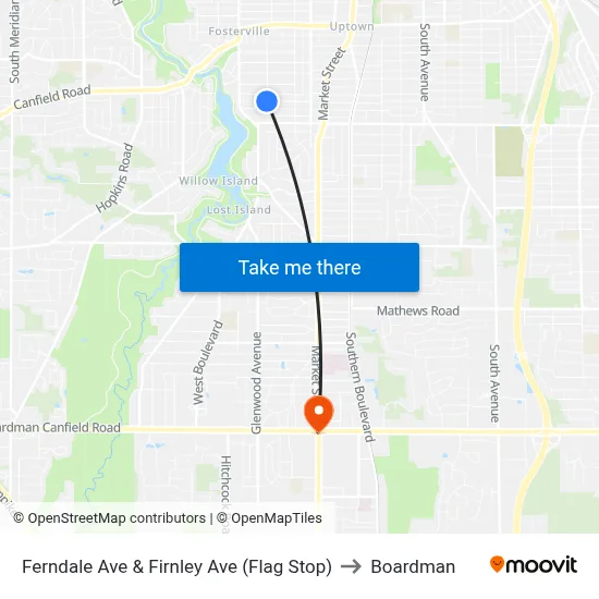Ferndale Ave & Firnley Ave (Flag Stop) to Boardman map
