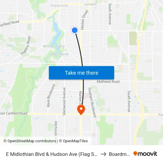 E Midlothian Blvd & Hudson Ave (Flag Sto to Boardman map