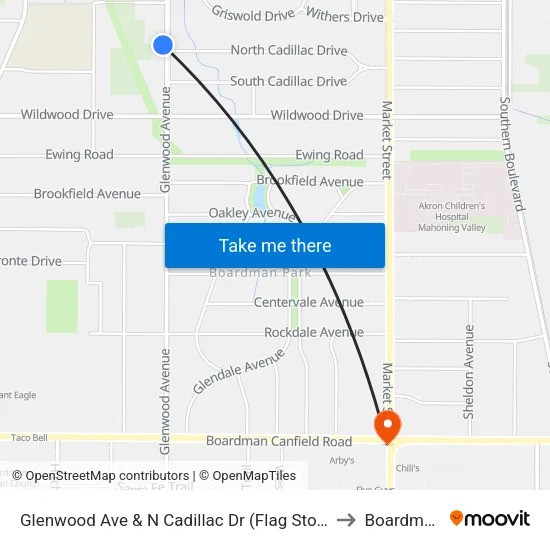 Glenwood Ave & N Cadillac Dr (Flag Stop) to Boardman map