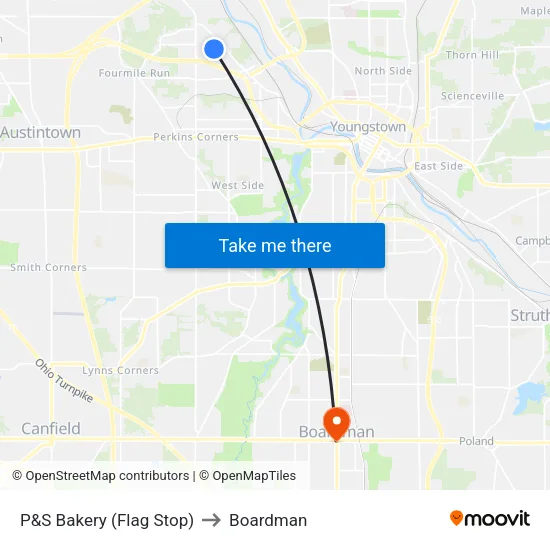P&S Bakery (Flag Stop) to Boardman map