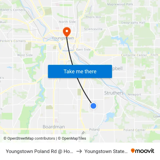 Youngstown Poland Rd @ Holbrook Rd (Flag to Youngstown State University map