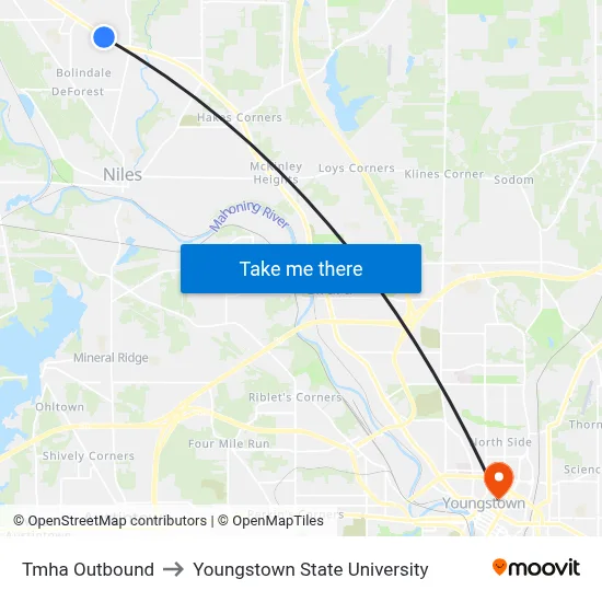 Tmha Outbound to Youngstown State University map