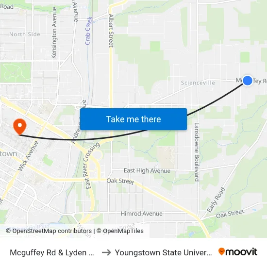 Mcguffey Rd & Lyden Ave to Youngstown State University map