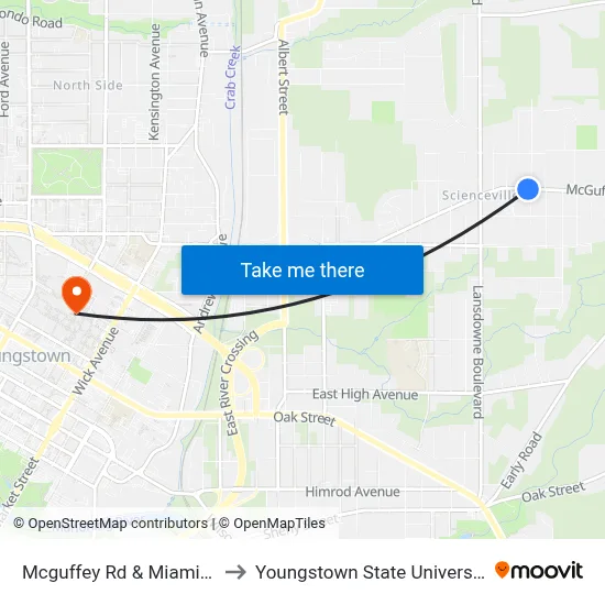 Mcguffey Rd & Miami St to Youngstown State University map