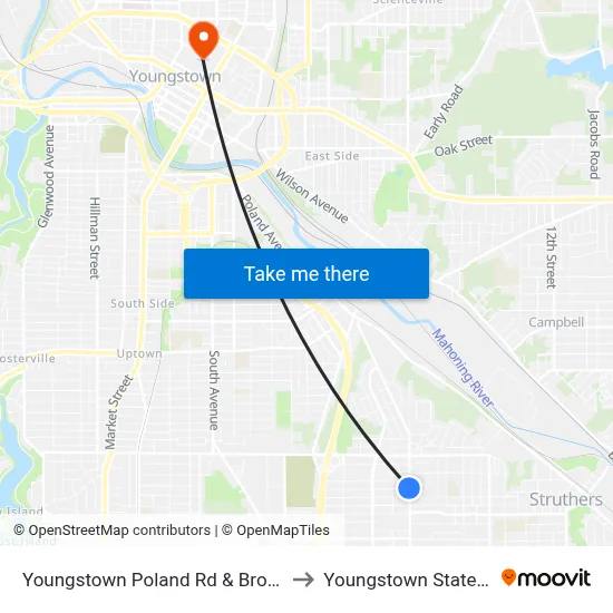 Youngstown Poland Rd & Brownlee Ave(Flag to Youngstown State University map