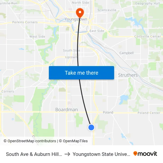South Ave & Auburn Hills Dr to Youngstown State University map