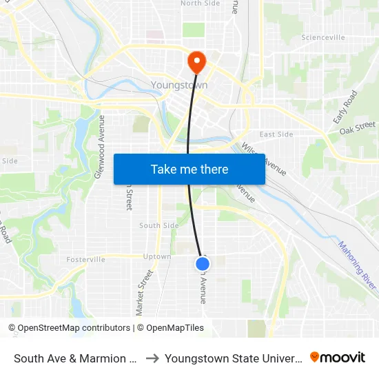 South Ave & Marmion Ave to Youngstown State University map