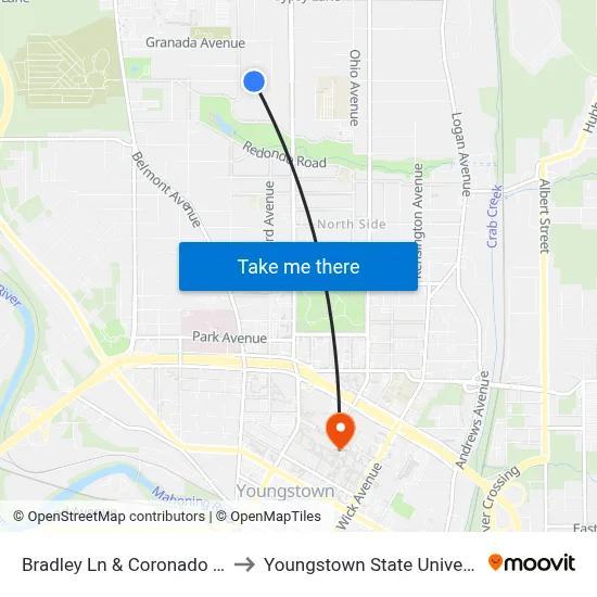 Bradley Ln & Coronado Ave to Youngstown State University map