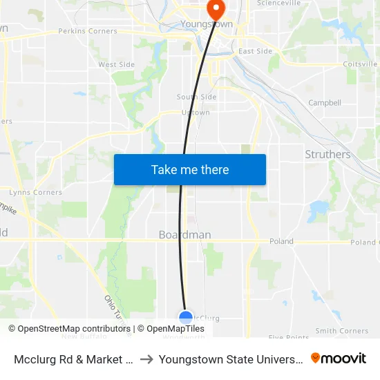 Mcclurg Rd & Market St to Youngstown State University map