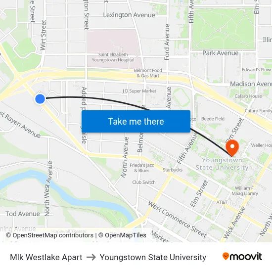 Mlk Westlake Apart to Youngstown State University map
