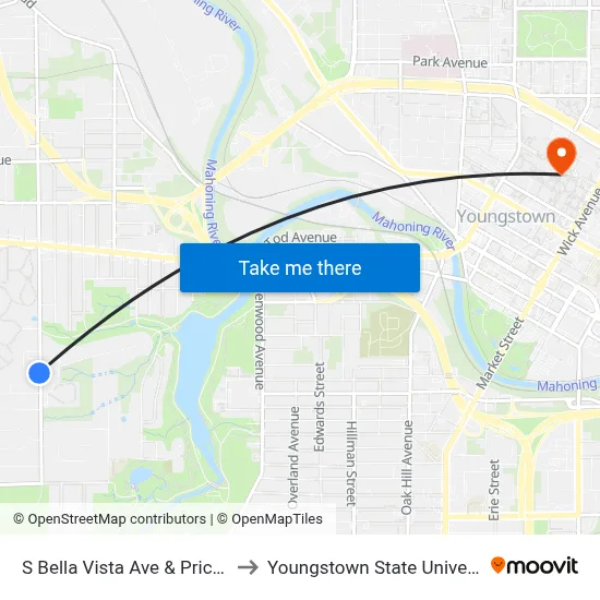S Bella Vista Ave & Price Rd to Youngstown State University map
