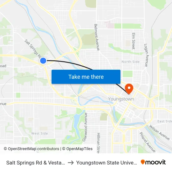 Salt Springs Rd & Vestal Rd to Youngstown State University map