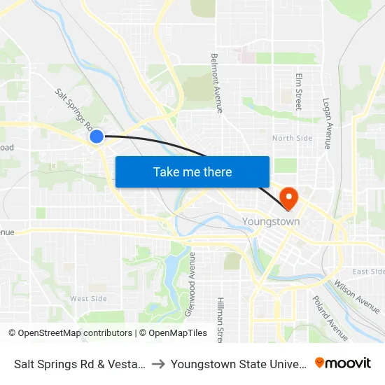 Salt Springs Rd & Vestal Rd to Youngstown State University map