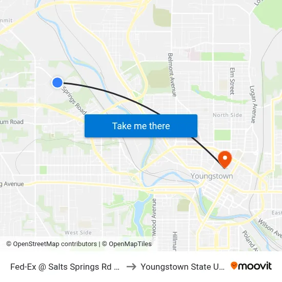Fed-Ex @ Salts Springs Rd & Corby Dr to Youngstown State University map