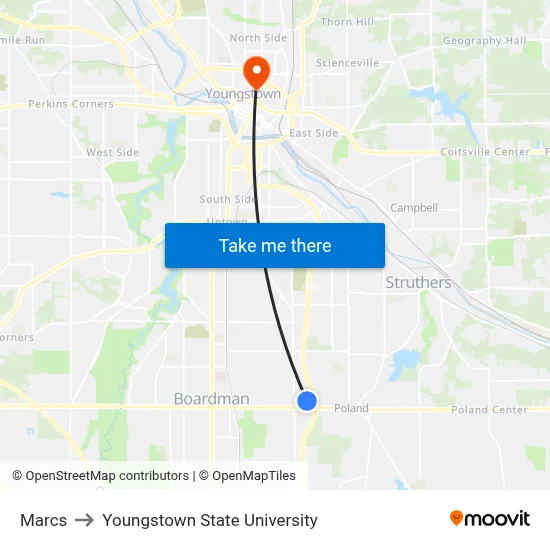 Marcs to Youngstown State University map