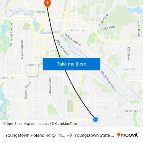 Youngstown Poland Rd @ Thalia Ave (Flag to Youngstown State University map