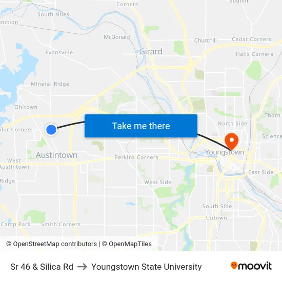 Sr 46 & Silica Rd to Youngstown State University map