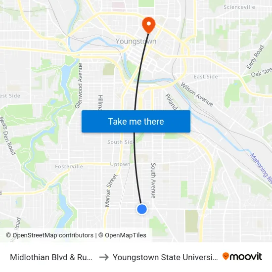 Midlothian Blvd & Rush to Youngstown State University map