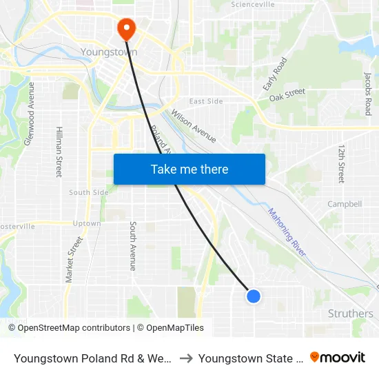 Youngstown Poland Rd & Weston Ave (Flag to Youngstown State University map