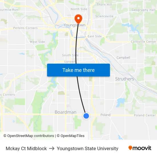 Mckay Ct Midblock to Youngstown State University map