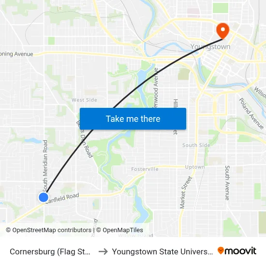 Cornersburg (Flag Stop) to Youngstown State University map
