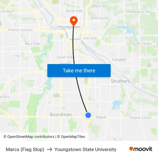 Marcs (Flag Stop) to Youngstown State University map