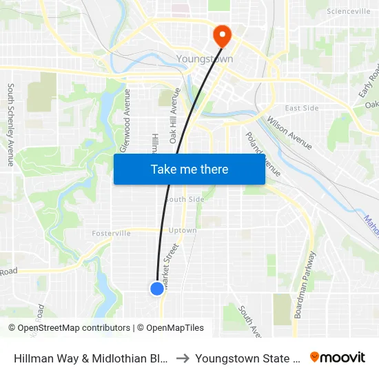 Hillman Way & Midlothian Blvd North (Fla to Youngstown State University map