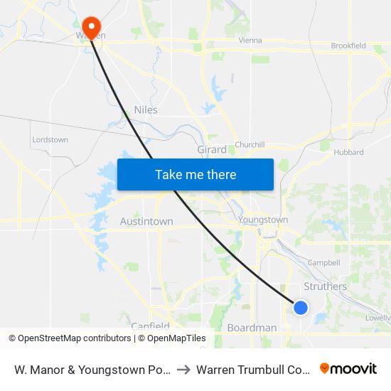 W. Manor & Youngstown Poland Rd. (Flag S to Warren Trumbull County OH USA map