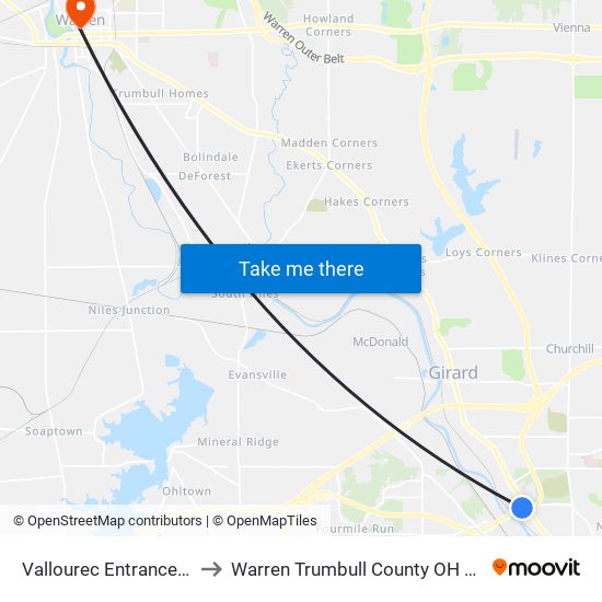 Vallourec Entrance #3 to Warren Trumbull County OH USA map