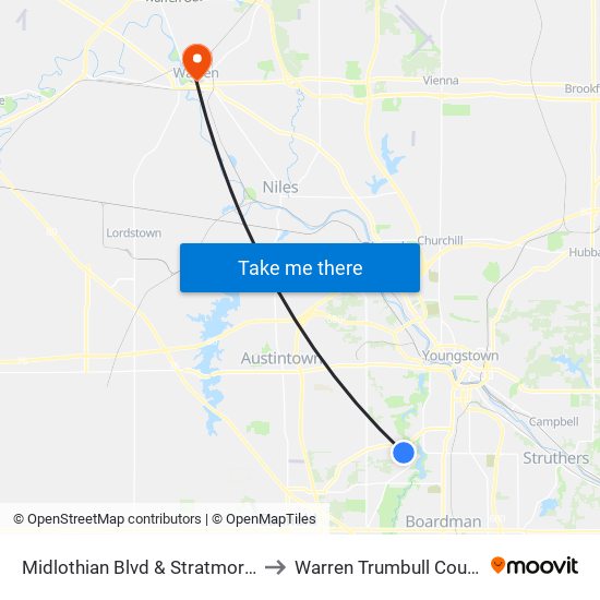 Midlothian Blvd & Stratmore Ave (Flag St to Warren Trumbull County OH USA map