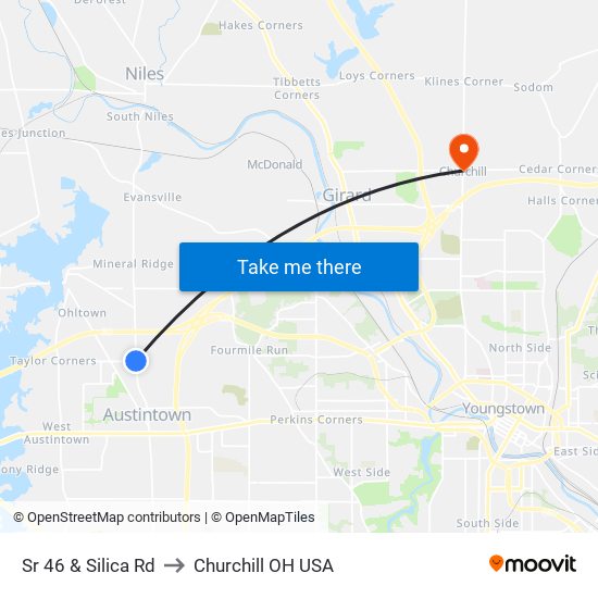 Sr 46 & Silica Rd to Churchill OH USA map