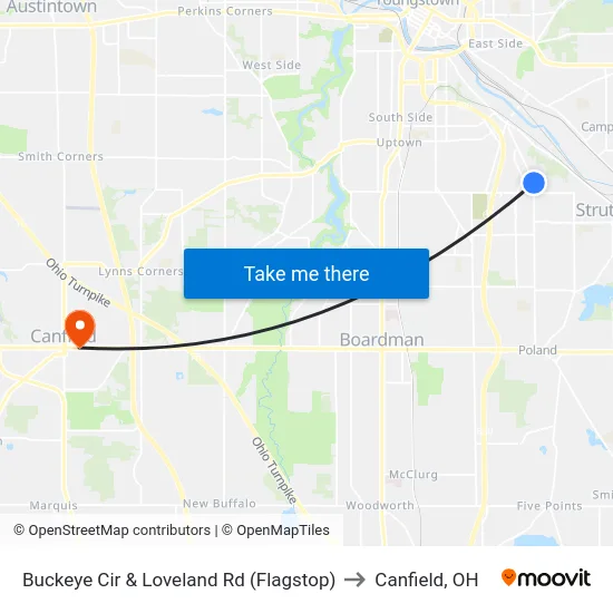 Buckeye Cir & Loveland Rd (Flagstop) to Canfield, OH map