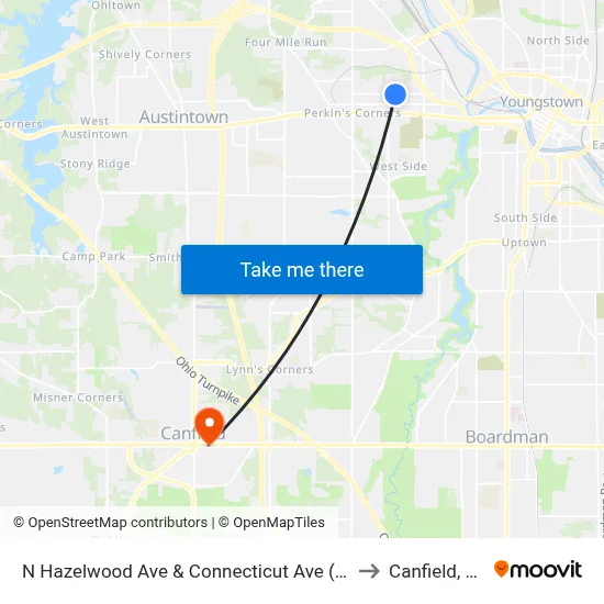 N Hazelwood Ave & Connecticut Ave (Flag to Canfield, OH map