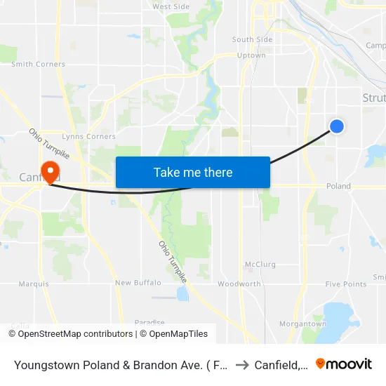 Youngstown Poland & Brandon Ave. ( Flag to Canfield, OH map