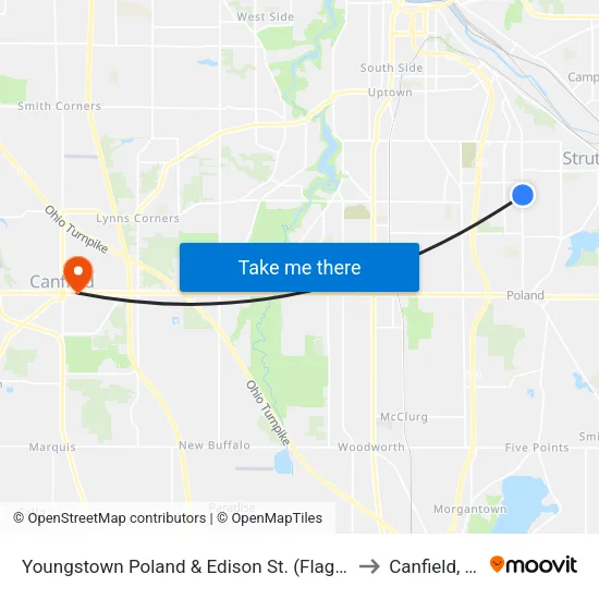 Youngstown Poland & Edison St. (Flag Sto to Canfield, OH map