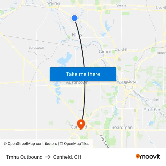 Tmha Outbound to Canfield, OH map