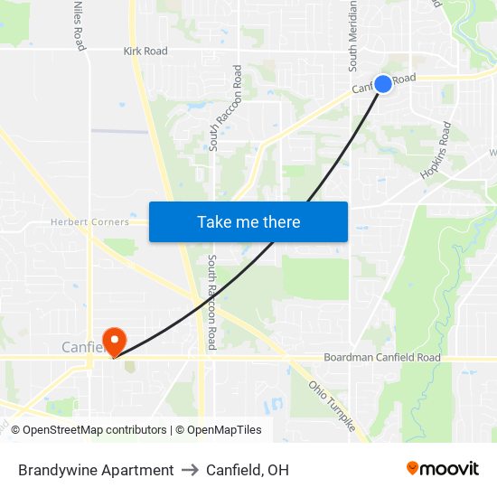 Brandywine Apartment to Canfield, OH map