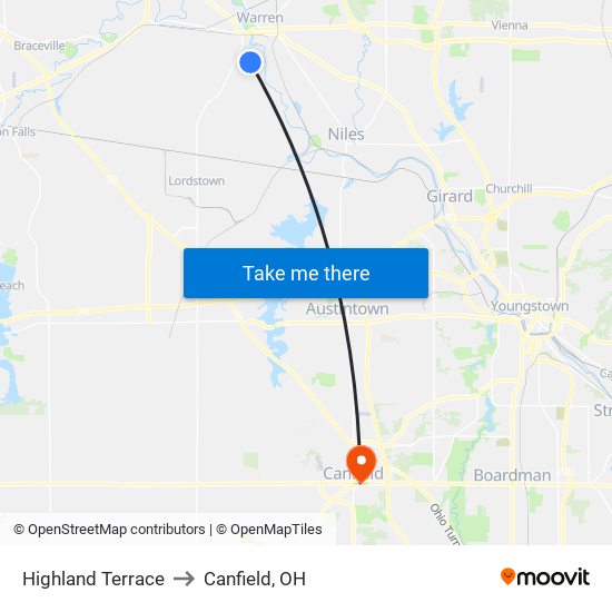 Highland Terrace to Canfield, OH map