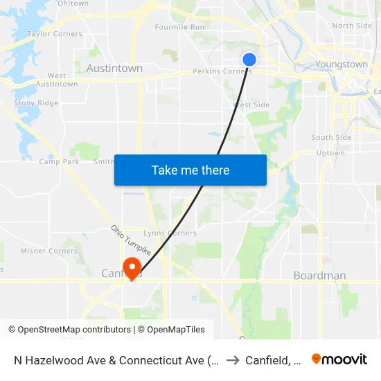 N Hazelwood Ave & Connecticut Ave (Flag to Canfield, OH map